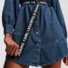 DENIMKJOLE MED PUFFERERMER