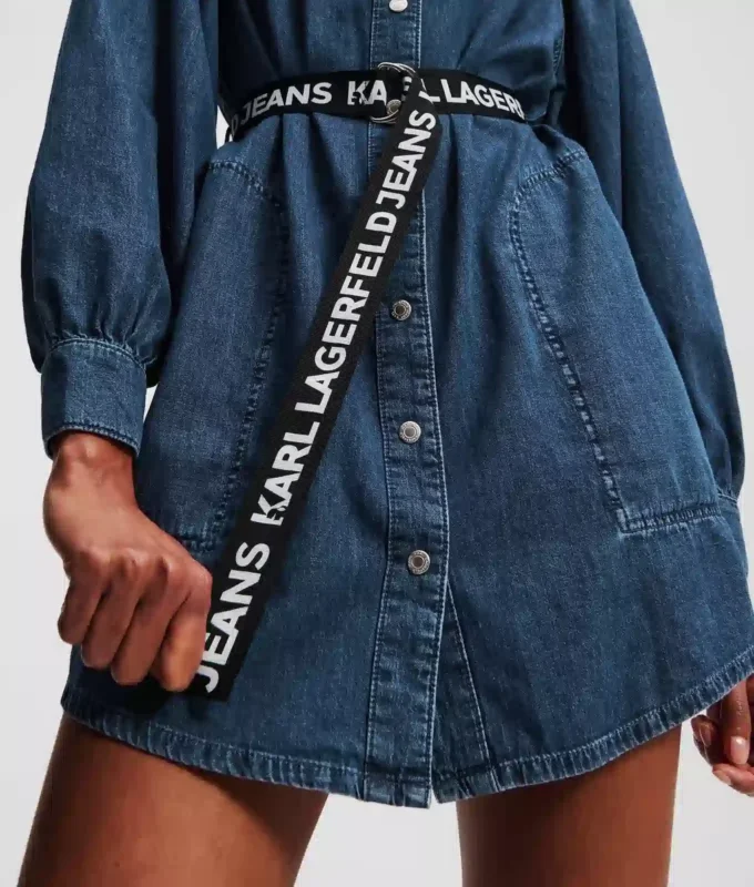 DENIMKJOLE MED PUFFERERMER