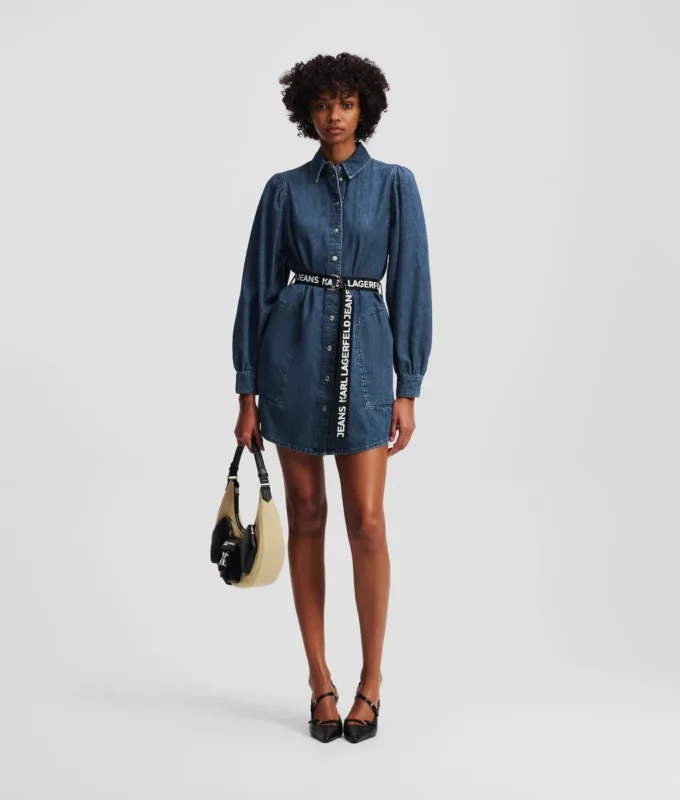 DENIMKJOLE MED PUFFERERMER