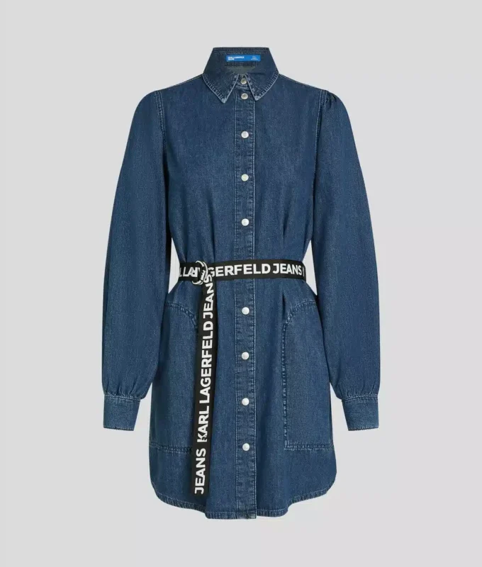 DENIMKJOLE MED PUFFERERMER