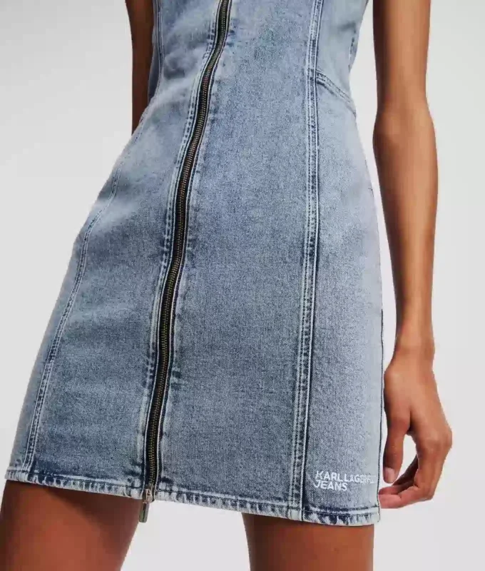 DENIMKJOLE MED V-HALS