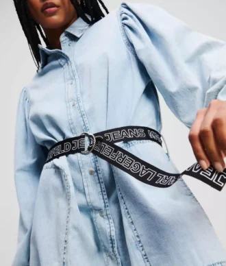 DENIMSKJORTEKJOLE MED PUFFERERMER