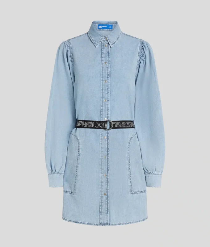 DENIMSKJORTEKJOLE MED PUFFERERMER