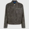 Distressed jakke i imitert skinn