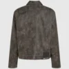 Distressed jakke i imitert skinn