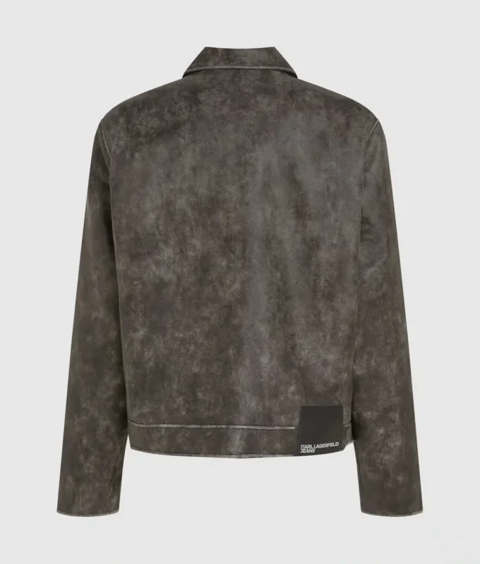 Distressed jakke i imitert skinn