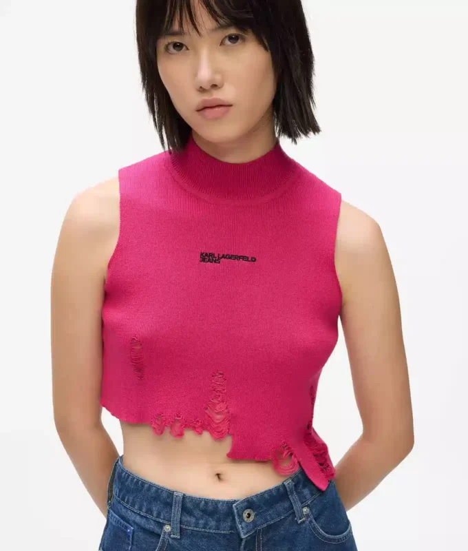 Distressed strikket topp