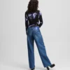 FRINGED MID-RISE RELAXED JEANS