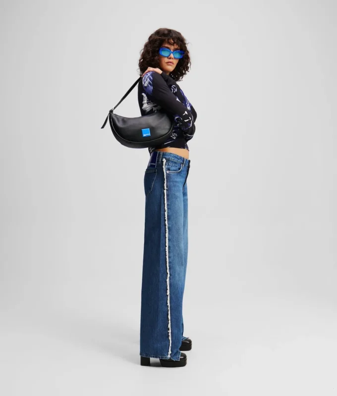 FRINGED MID-RISE RELAXED JEANS