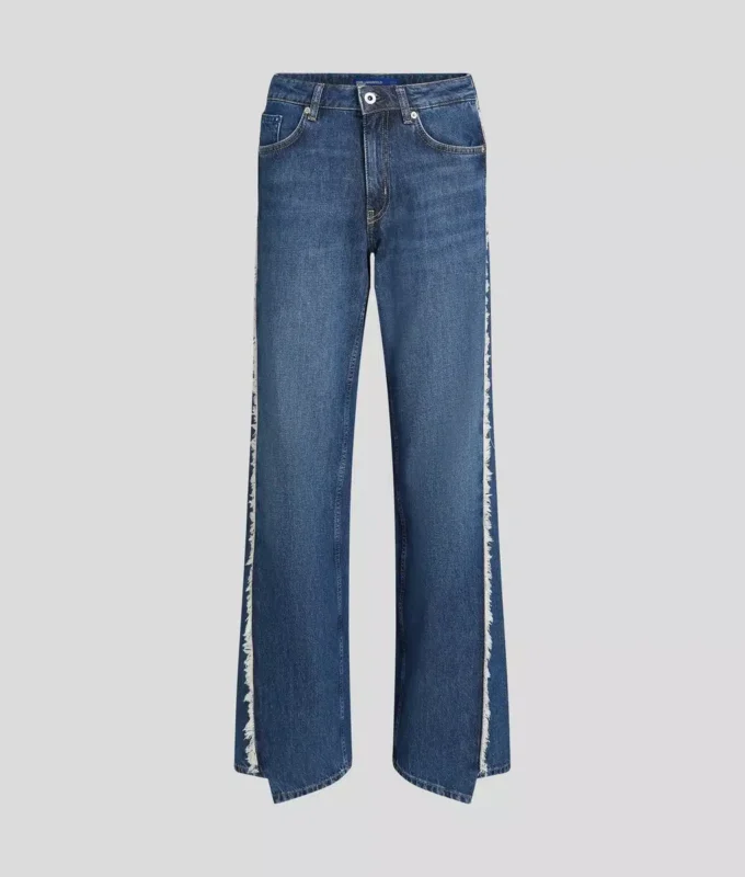 FRINGED MID-RISE RELAXED JEANS