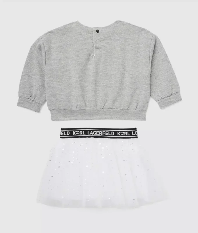 Gavesett med baby-sweatshirt og skjørt