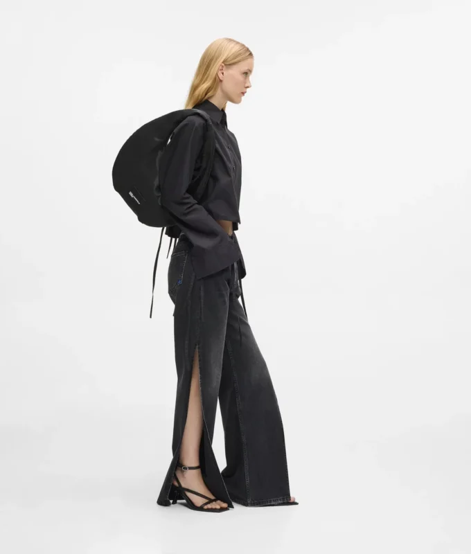 Glanset nylon skulderveske