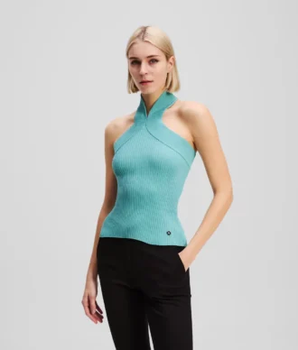 HALTERNECK STRIKKET TOPP