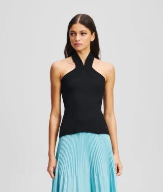 HALTERNECK STRIKKET TOPP