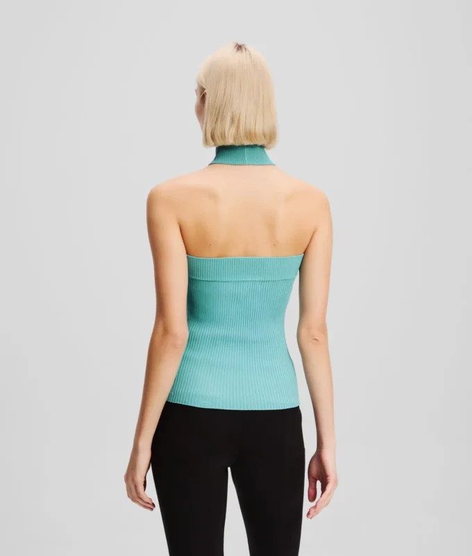 HALTERNECK STRIKKET TOPP