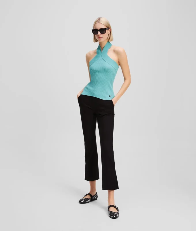 HALTERNECK STRIKKET TOPP