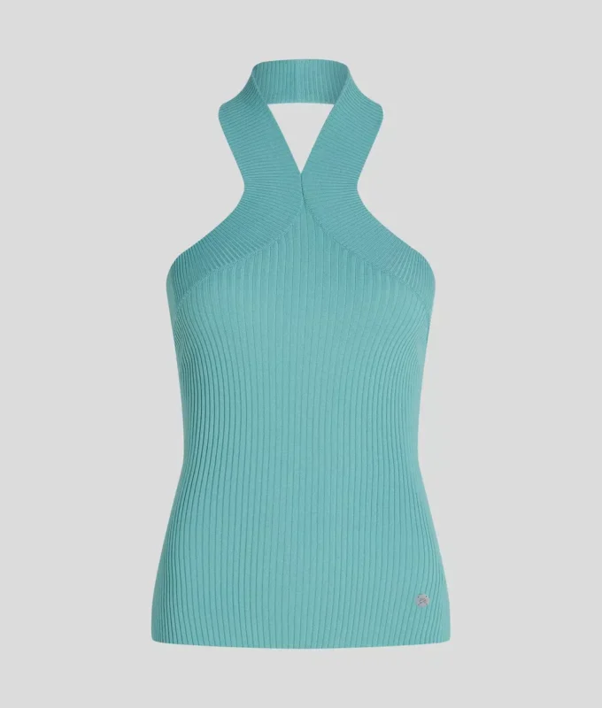HALTERNECK STRIKKET TOPP