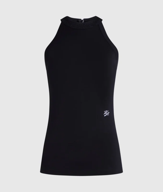 Halterneck-top med rhinestones