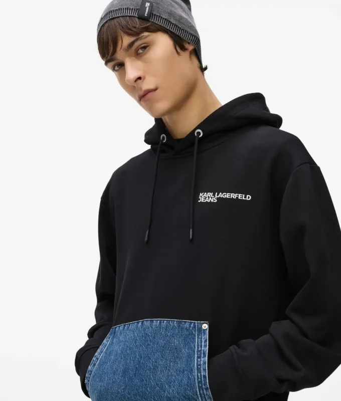 Hettegenser med denimlomme