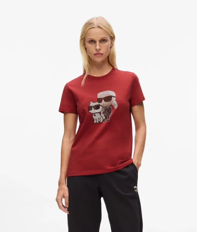 IKON KARL & CHOUPETTE RHINESTONE T-SKJORTE