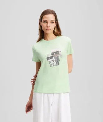IKON KARL & CHOUPETTE RHINESTONE T-SKJORTE