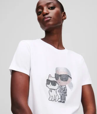 IKON KARL & CHOUPETTE RHINESTONE T-SKJORTE