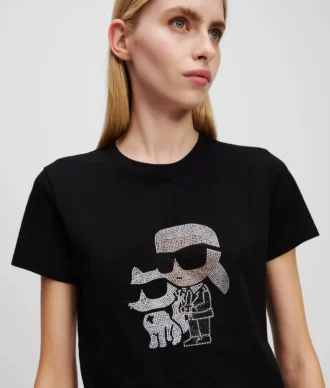 IKON KARL & CHOUPETTE RHINESTONE T-SKJORTE