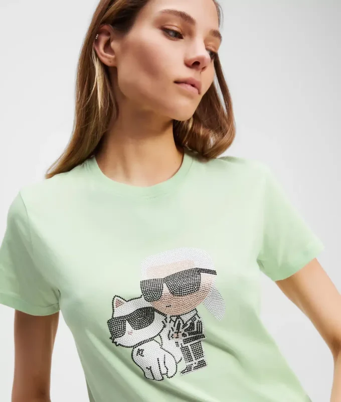 IKON KARL & CHOUPETTE RHINESTONE T-SKJORTE