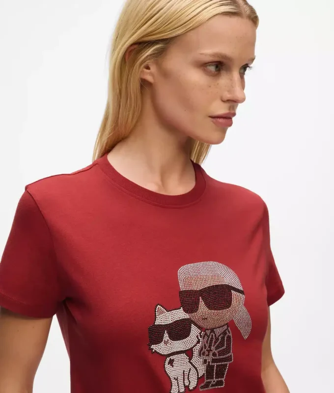 IKON KARL & CHOUPETTE RHINESTONE T-SKJORTE