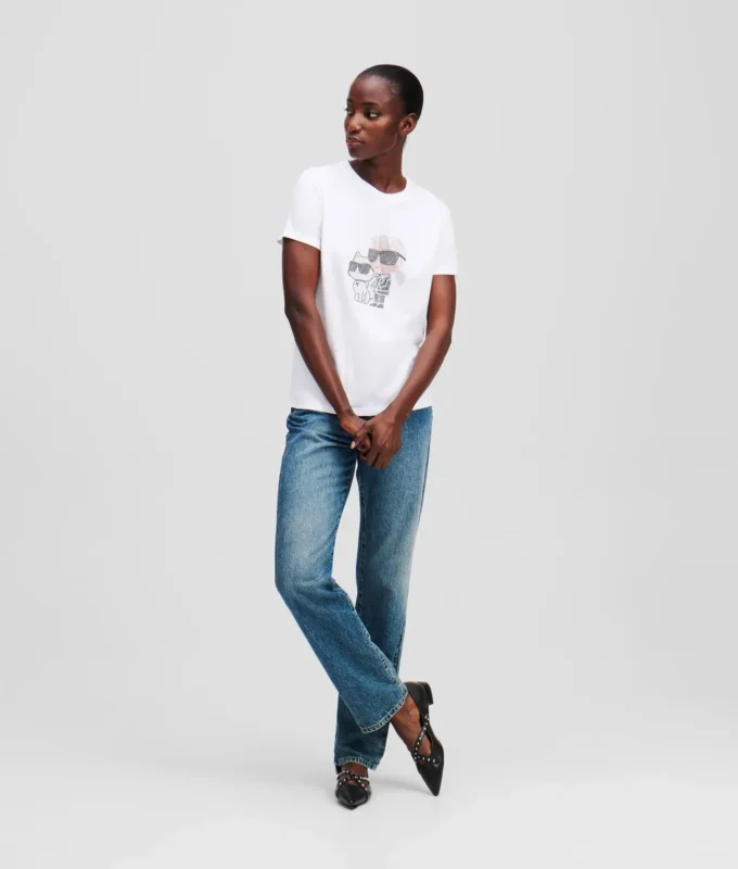 IKON KARL & CHOUPETTE RHINESTONE T-SKJORTE
