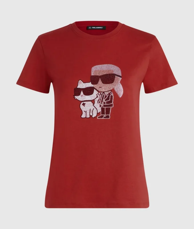 IKON KARL & CHOUPETTE RHINESTONE T-SKJORTE