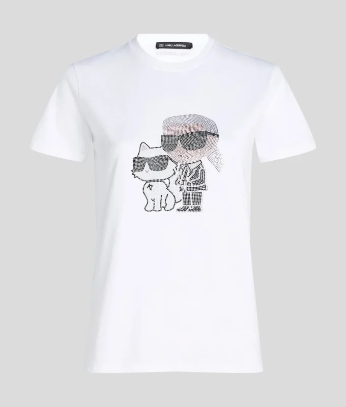IKON KARL & CHOUPETTE RHINESTONE T-SKJORTE