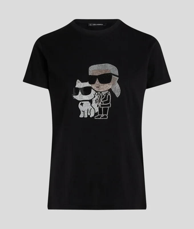 IKON KARL & CHOUPETTE RHINESTONE T-SKJORTE