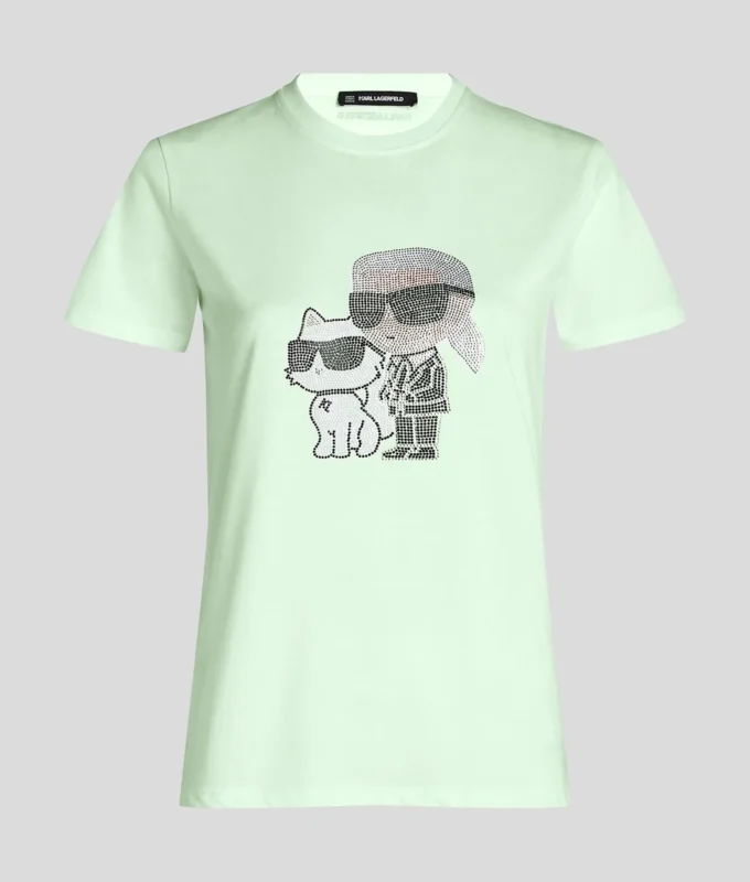 IKON KARL & CHOUPETTE RHINESTONE T-SKJORTE