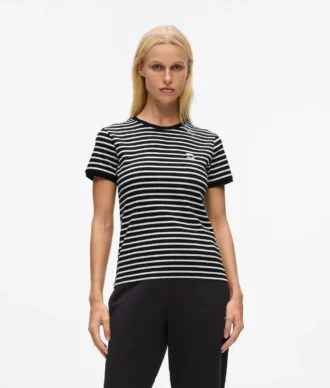 Ikon stripete ribbet T-skjorte