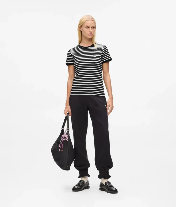 Ikon stripete ribbet T-skjorte