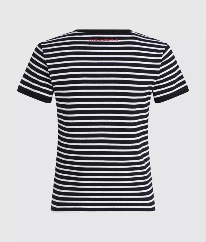 Ikon stripete ribbet T-skjorte