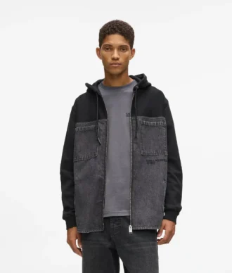 Jakke med denimpanel