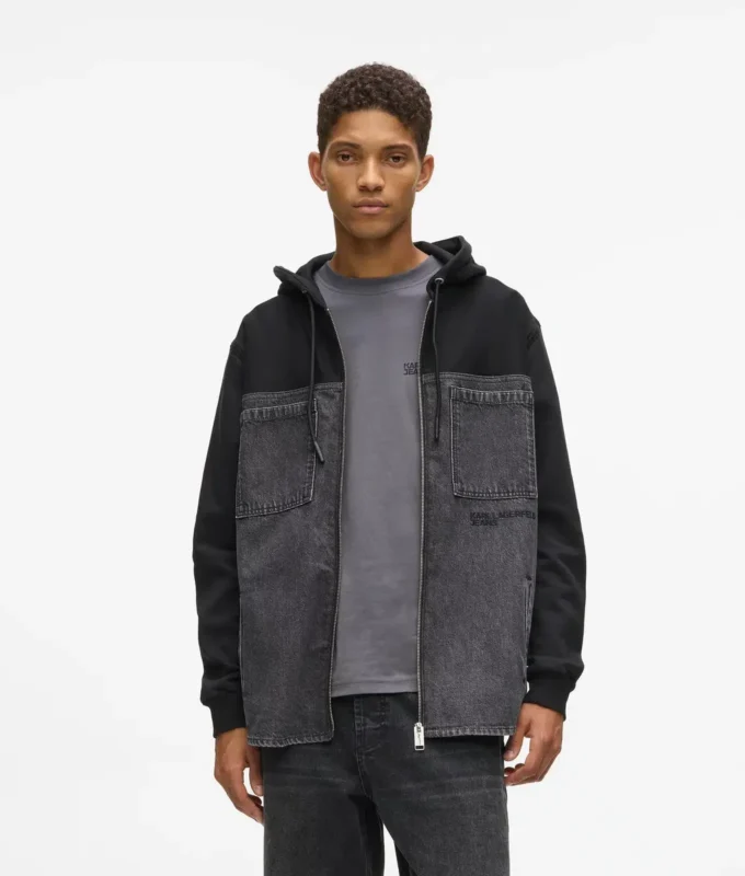 Jakke med denimpanel