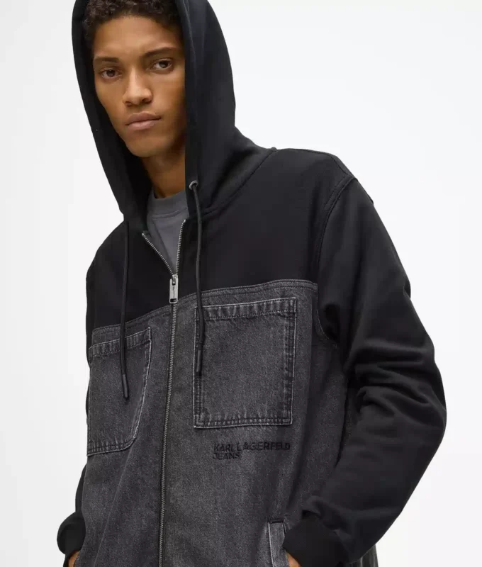 Jakke med denimpanel