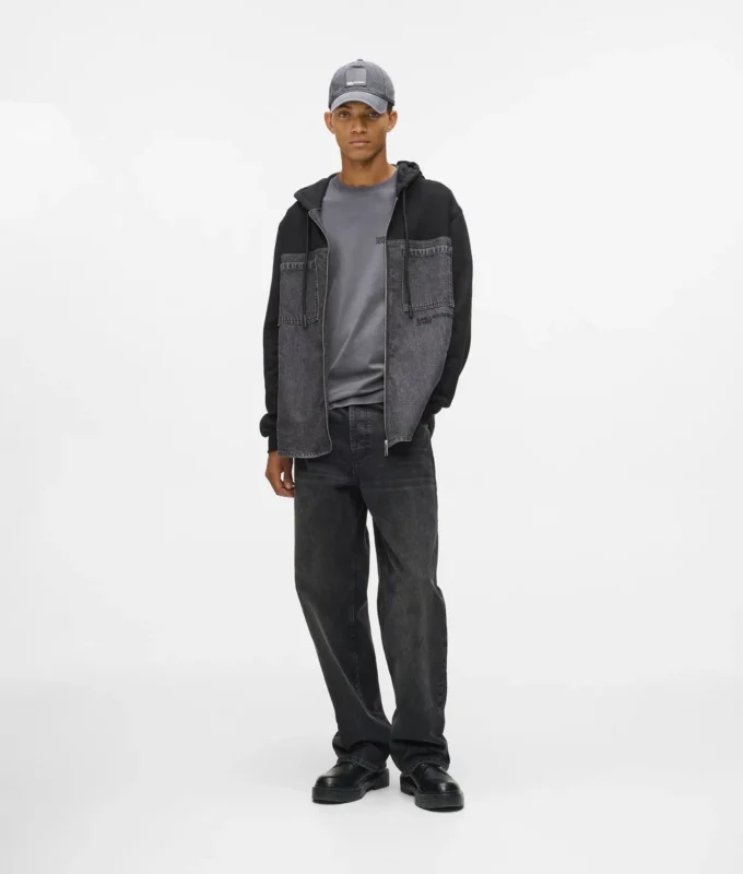 Jakke med denimpanel