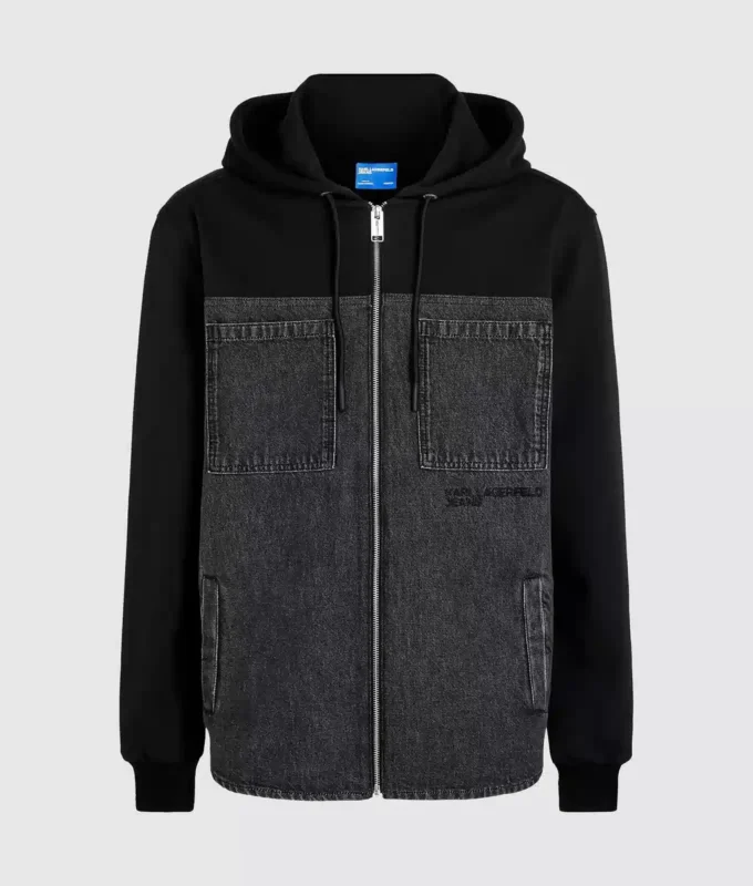 Jakke med denimpanel