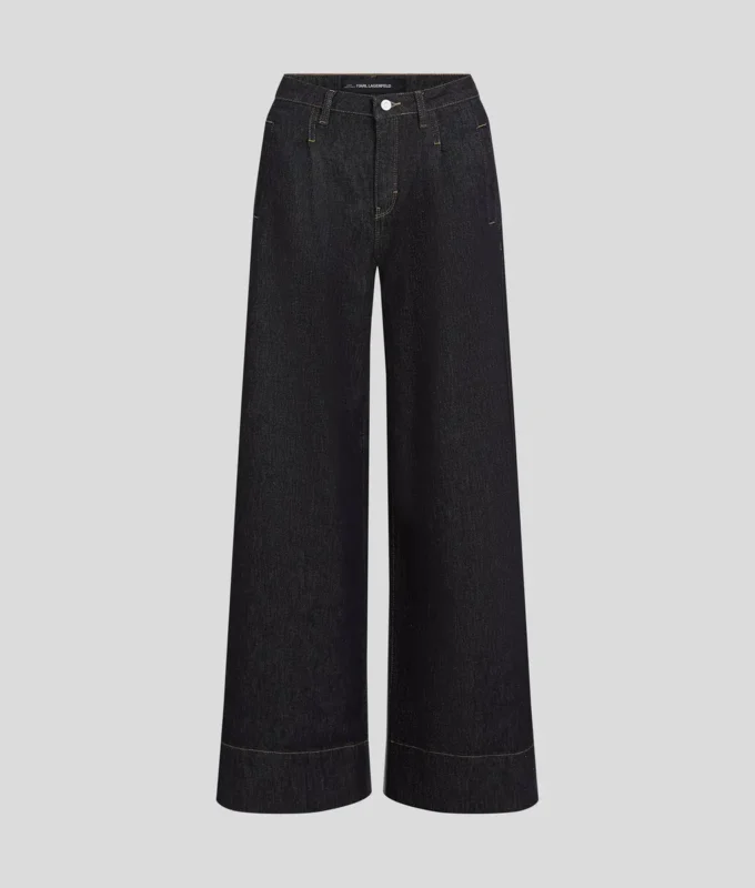 JEANS MED BREDE BEN OG KONTRASTSTING