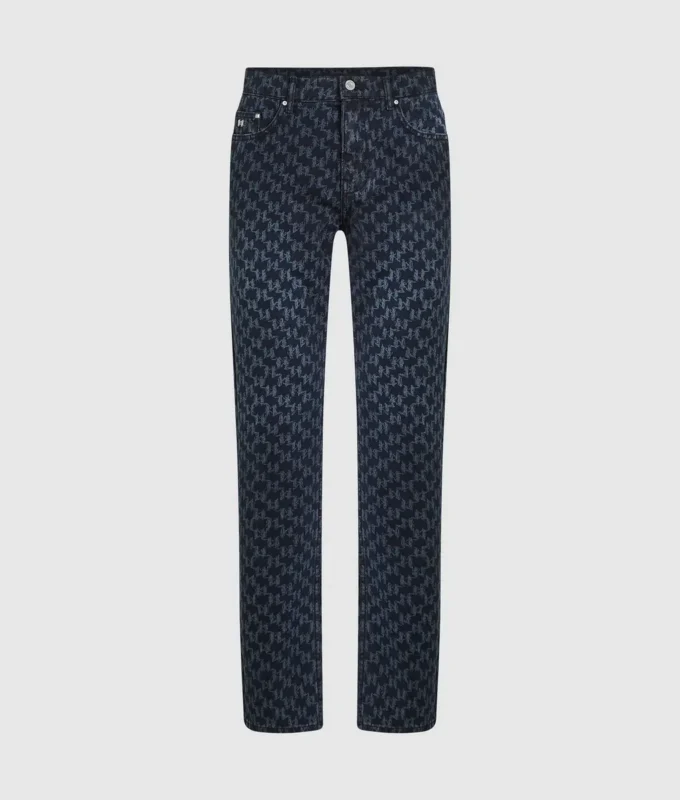 Jeans med monogram over hele