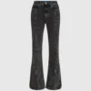 Jeans med søm og høy midje
