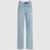 Jeans med sømmer, middels høy midje og avslappet passform