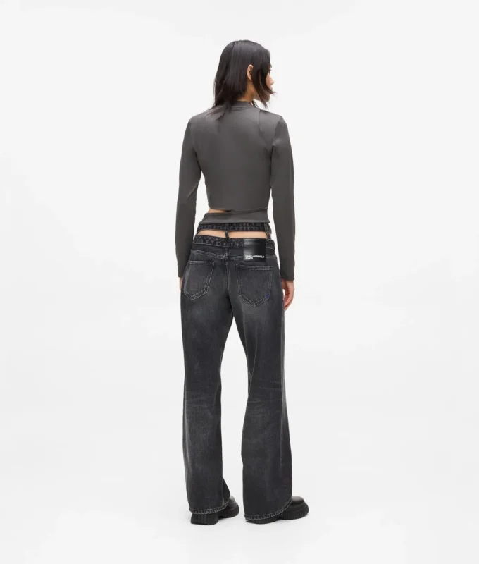 Jeans med utskjæring i livet og avslappet passform