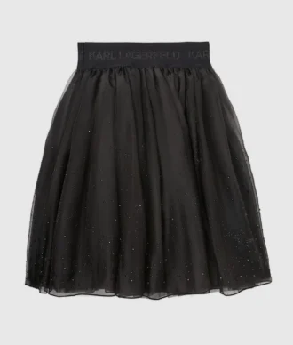 Jenteskjørt i mesh med rhinestones
