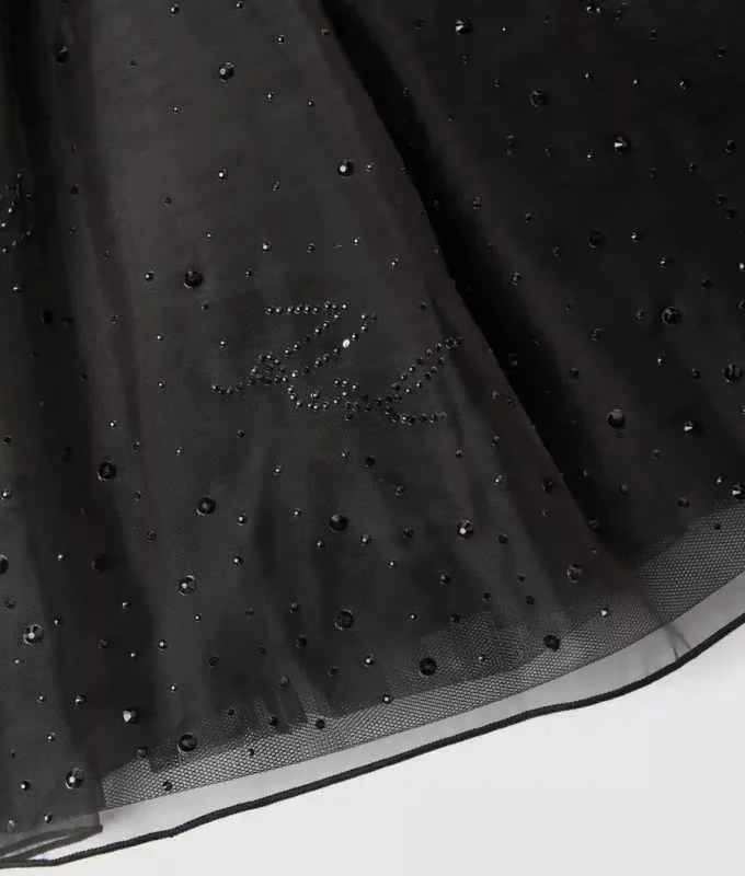 Jenteskjørt i mesh med rhinestones