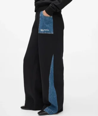 Joggebukse med denimpanel